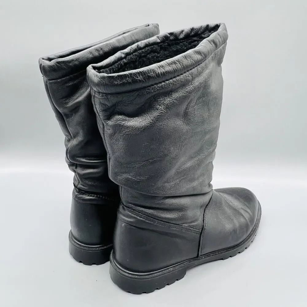 Regence Boots Women 6 Black Leather Mid Calf Vtg Insulated Winter Snow Shoes